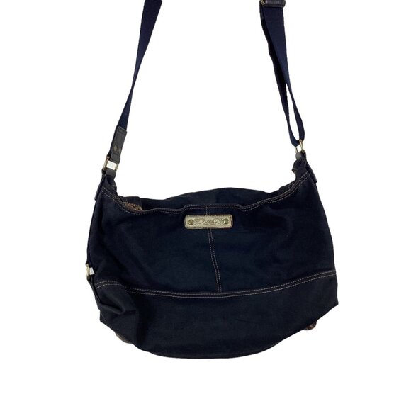 Fossil Women Blue Denim Adjustable Strap Messenger Bag - Picture 1 of 10